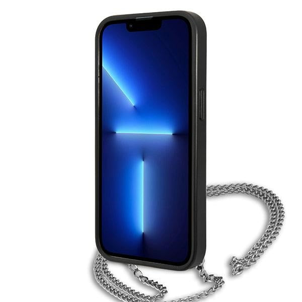 Karl Lagerfeld Leather Textured and Chain Case for iPhone 13 / 14 / 15 6.1" - Black