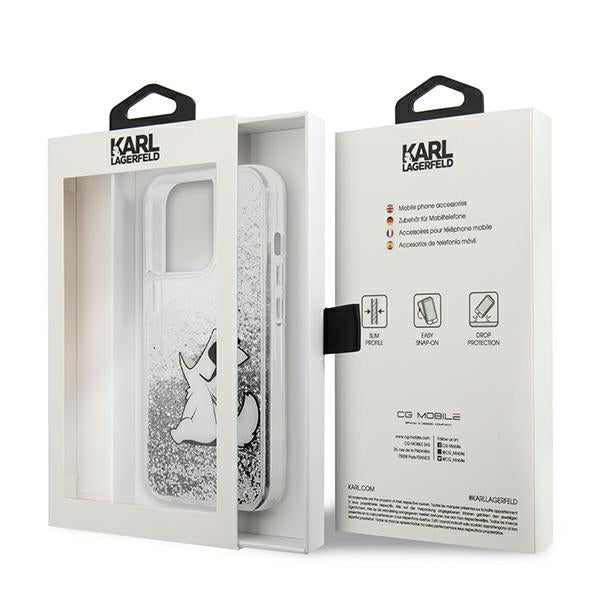 Karl Lagerfeld Liquid Glitter Choupette Fun case for iPhone 13 Pro Max 6.7" - silver