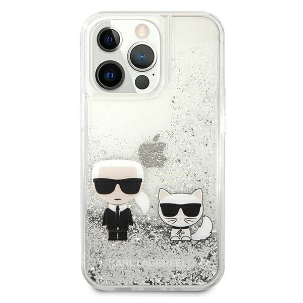 Karl Lagerfeld Liquid Glitter Karl&Choupette case for iPhone 13 Pro Max 6.7" - silver