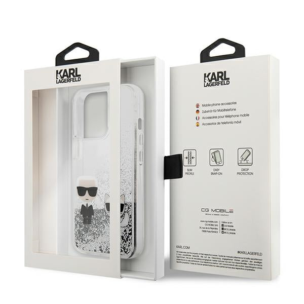 Karl Lagerfeld Liquid Glitter Karl&amp;Choupette case for iPhone 13 Pro Max 6.7" - silver