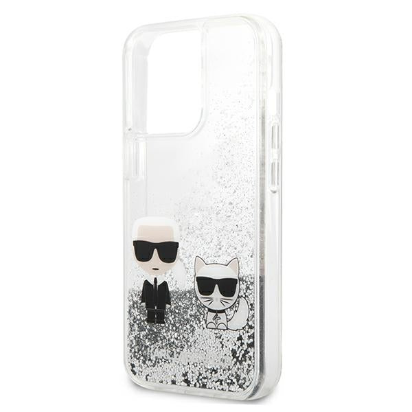 Karl Lagerfeld Liquid Glitter Karl&amp;Choupette case for iPhone 13 Pro Max 6.7" - silver