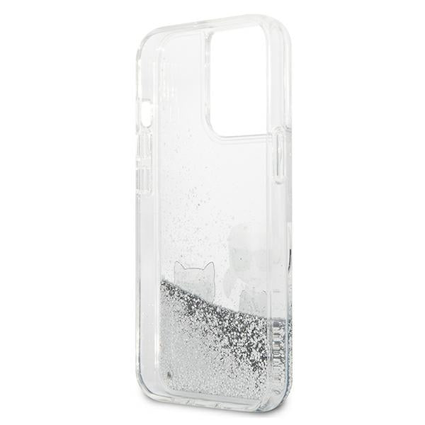 Karl Lagerfeld Liquid Glitter Karl&Choupette case for iPhone 13 Pro Max 6.7" - silver