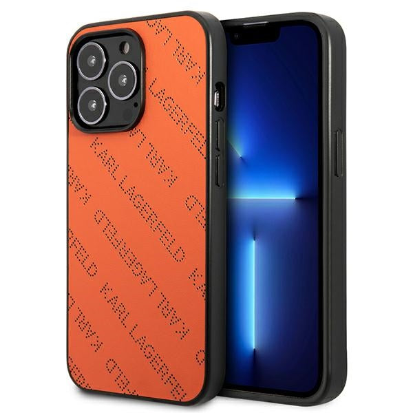 Karl Lagerfeld Perforated Allover iPhone 13 Pro Max 6.7" Case - Orange
