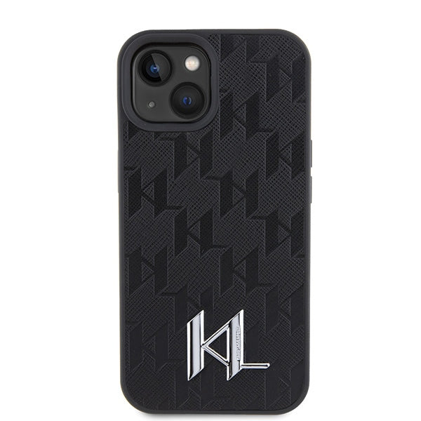 Karl Lagerfeld KLHCP15SPKLPKLK iPhone 15 / 14 / 13 6.1" black/black hardcase Leather Monogram Hot Stamp Metal Logo