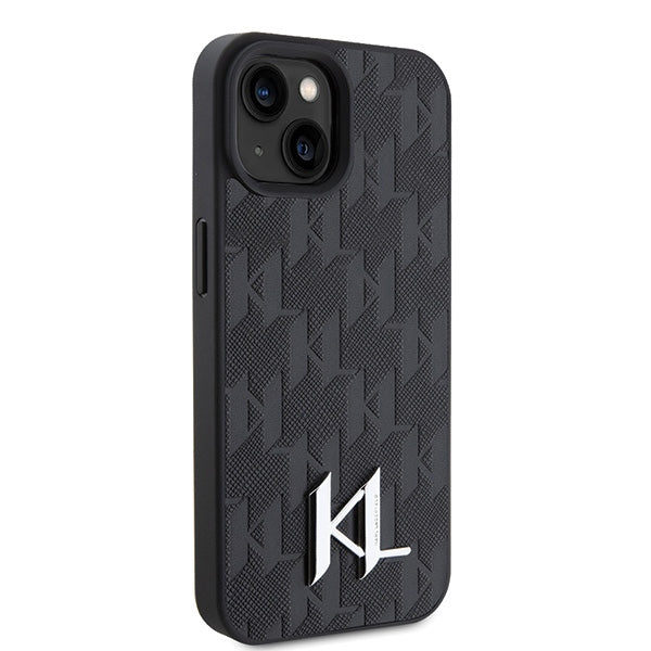 Karl Lagerfeld KLHCP15SPKLPKLK iPhone 15 / 14 / 13 6.1" black/black hardcase Leather Monogram Hot Stamp Metal Logo