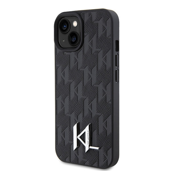 Karl Lagerfeld KLHCP15SPKLPKLK iPhone 15 / 14 / 13 6.1" black/black hardcase Leather Monogram Hot Stamp Metal Logo