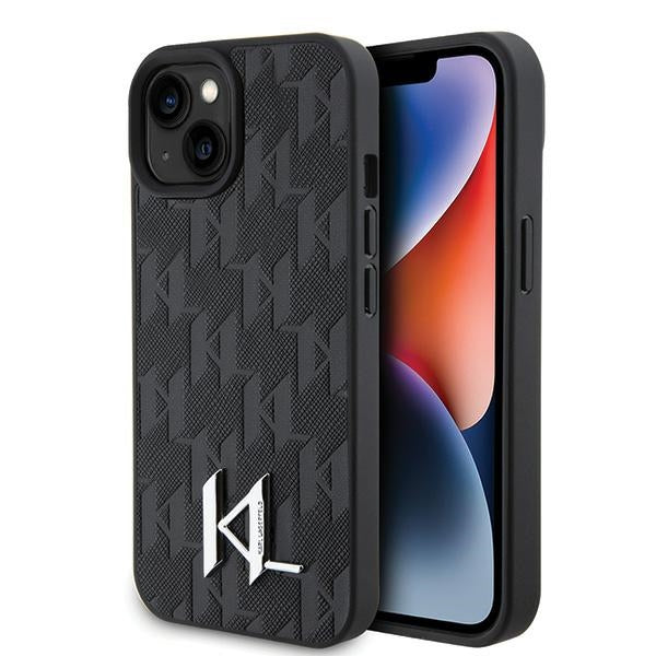 Karl Lagerfeld KLHCP15SPKLPKLK iPhone 15 / 14 / 13 6.1" black/black hardcase Leather Monogram Hot Stamp Metal Logo