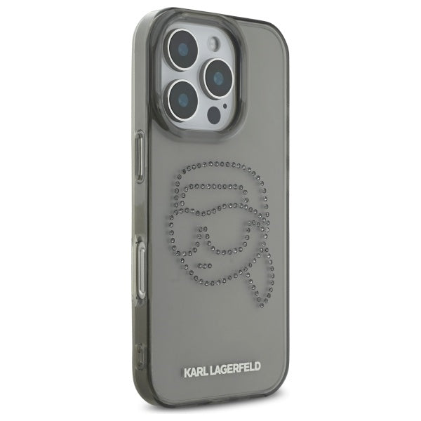 Karl Lagerfeld KLHCP16XHKHDCELK iPhone 16 Pro Max 6.9" black/black hardcase IML Rhinestones Karl Head