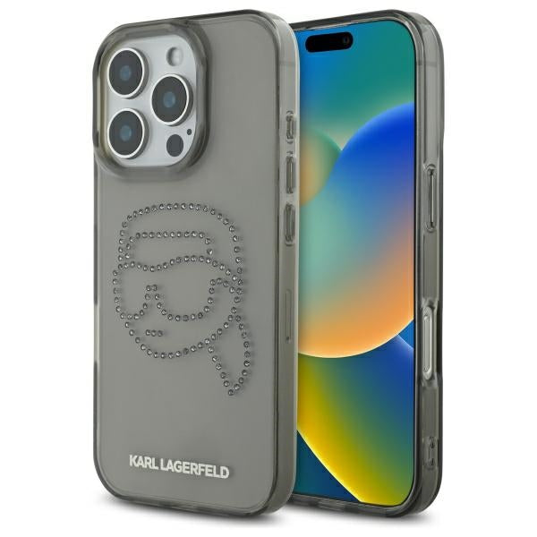 Karl Lagerfeld KLHCP16XHKHDCELK iPhone 16 Pro Max 6.9" black/black hardcase IML Rhinestones Karl Head