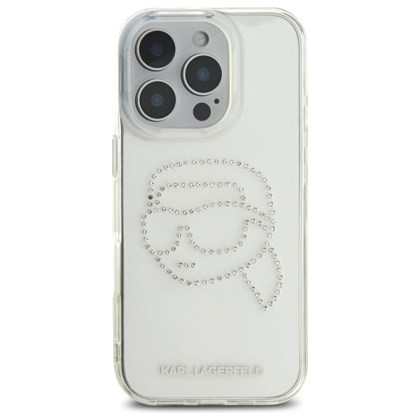 Karl Lagerfeld KLHCP16XHKHDCELT iPhone 16 Pro Max 6.9" transparent hardcase IML Rhinestones Karl Head