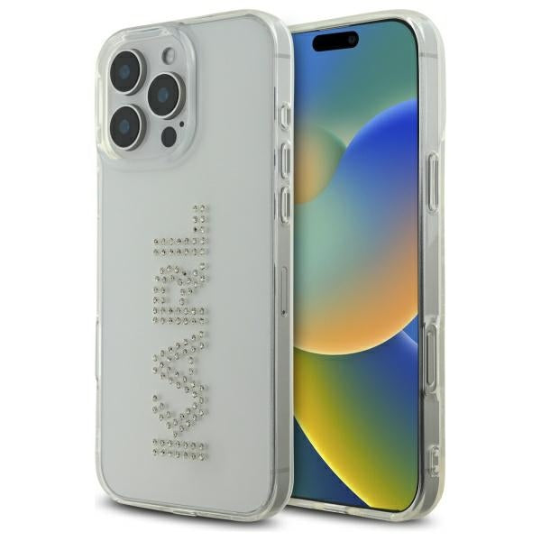 Karl Lagerfeld KLHCP16XHKLSTDCT iPhone 16 Pro Max 6.9" Clear Hard Case IML Rhinestones Logo