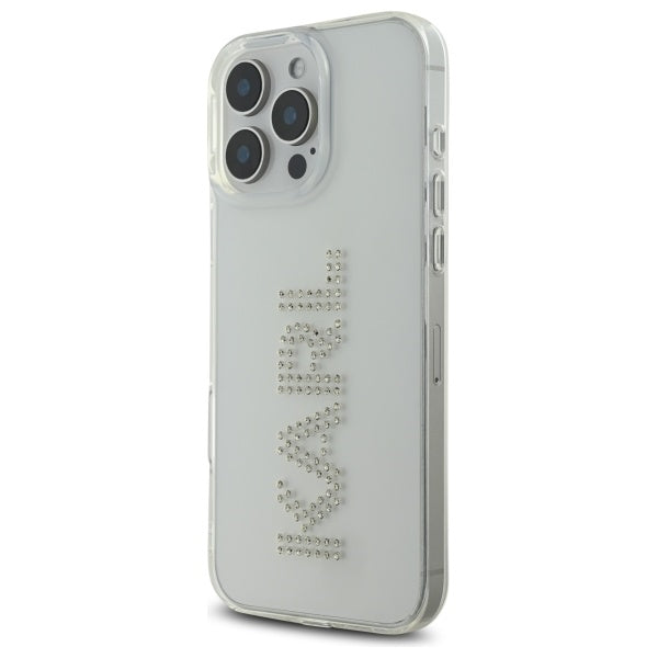 Karl Lagerfeld KLHCP16XHKLSTDCT iPhone 16 Pro Max 6.9" Clear Hard Case IML Rhinestones Logo