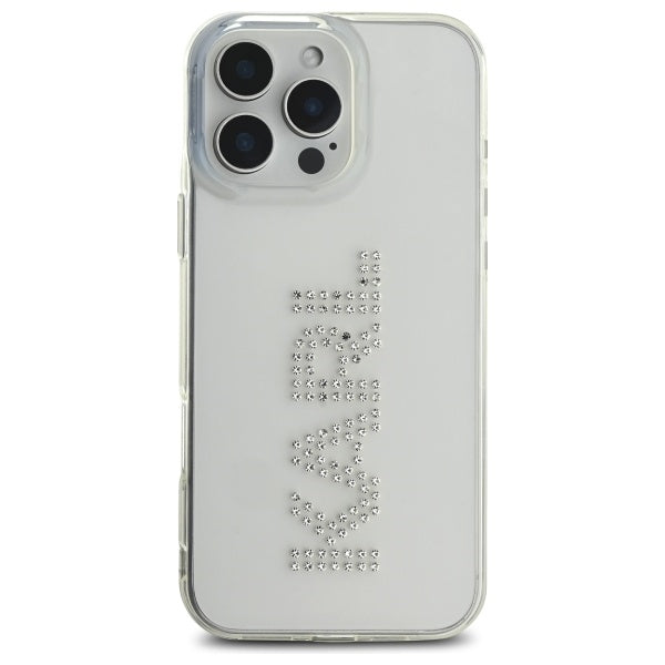 Karl Lagerfeld KLHCP16XHKLSTDCT iPhone 16 Pro Max 6.9" Clear Hard Case IML Rhinestones Logo