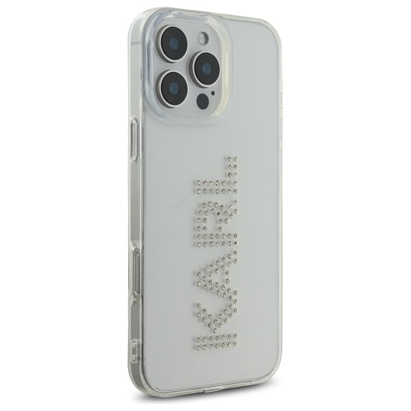Karl Lagerfeld KLHCP16XHKLSTDCT iPhone 16 Pro Max 6.9" Clear Hard Case IML Rhinestones Logo