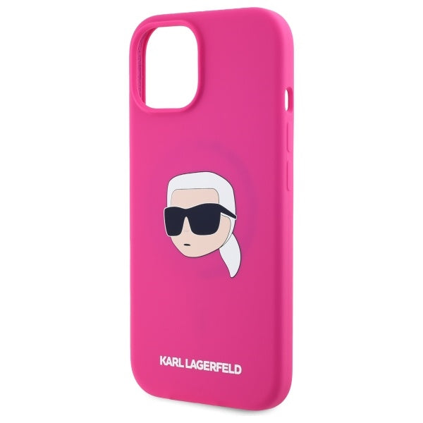 Karl Lagerfeld KLHMP15SSKHPPLF iPhone 15 6.1" fuchsia/fuschia hardcase Silicone Karl Head Print MagSafe