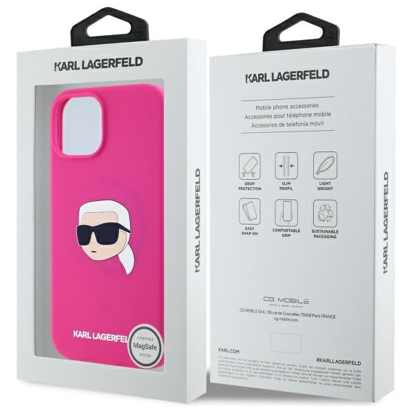 Karl Lagerfeld KLHMP15SSKHPPLF iPhone 15 6.1" fuchsia/fuschia hardcase Silicone Karl Head Print MagSafe