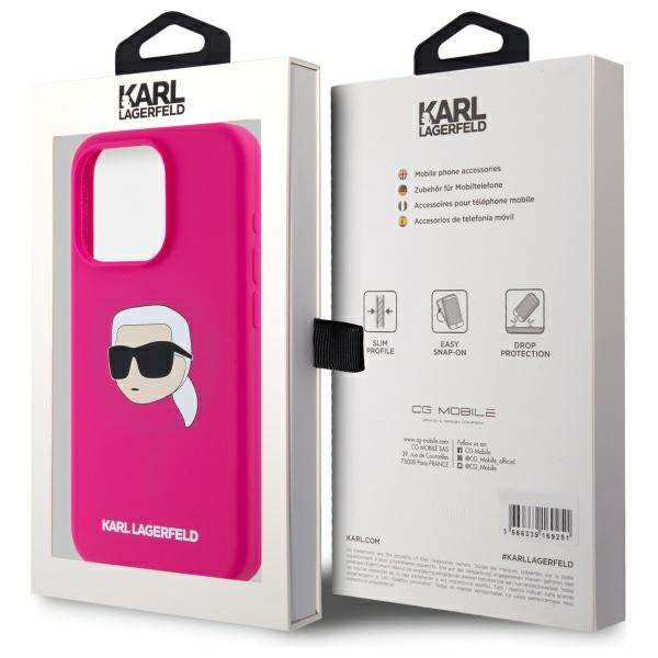 Karl Lagerfeld KLHMP15XSKHPPLF iPhone 15 Pro Max 6.7" fuchsia/fuschia hardcase Silicone Karl Head Print MagSafe