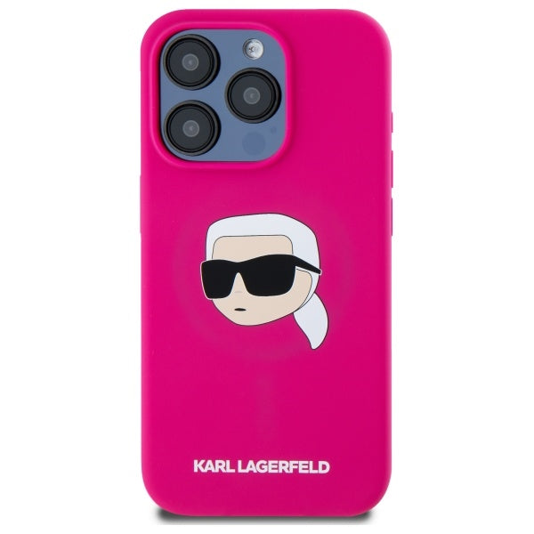 Karl Lagerfeld KLHMP15XSKHPPLF iPhone 15 Pro Max 6.7" fuchsia/fuschia hardcase Silicone Karl Head Print MagSafe