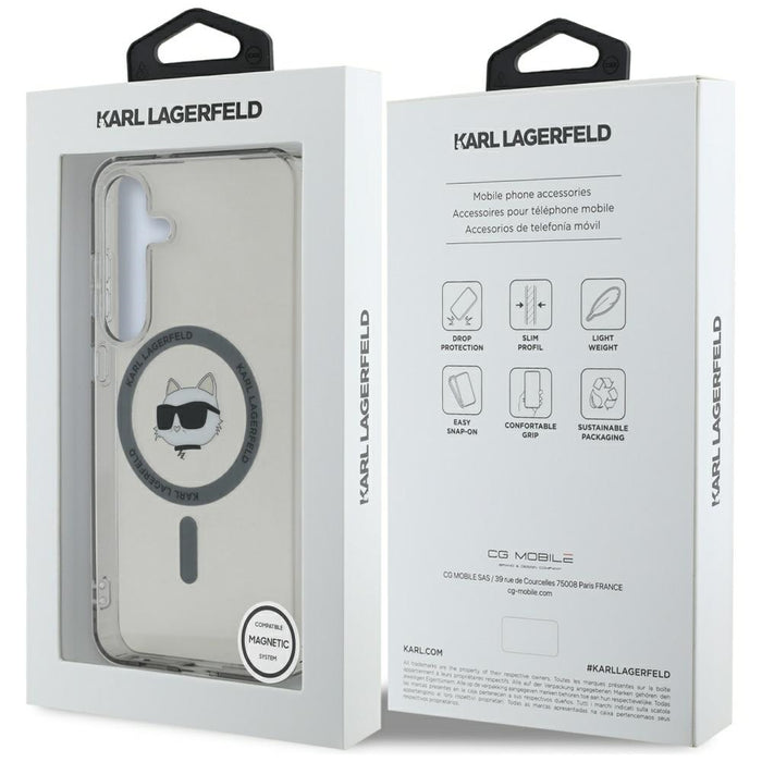 Karl Lagerfeld Button Choupette Head Printed Logo MagSafe Samsung Galaxy S25 case black