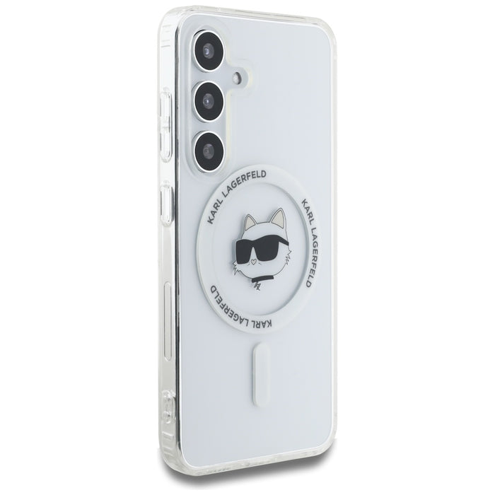 Case Karl Lagerfeld Button Choupette Head Printed Logo MagSafe Samsung Galaxy S25 Plus white