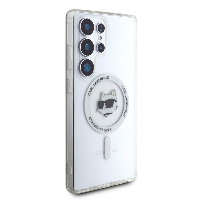 Case Karl Lagerfeld Button Choupette Head Printed Logo MagSafe Samsung Galaxy S25 Ultra white