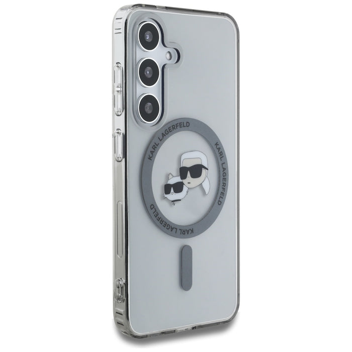 Karl Lagerfeld Button Karl &amp; Choupette Heads Printed Logo MagSafe Samsung Galaxy S25 case black