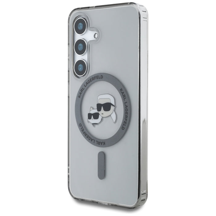 Karl Lagerfeld Button Karl &amp; Choupette Heads Printed Logo MagSafe Samsung Galaxy S25 Plus case black