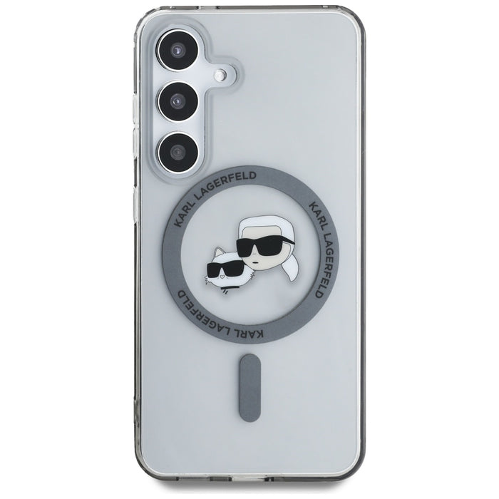 Karl Lagerfeld Button Karl &amp; Choupette Heads Printed Logo MagSafe Samsung Galaxy S25 Plus case black