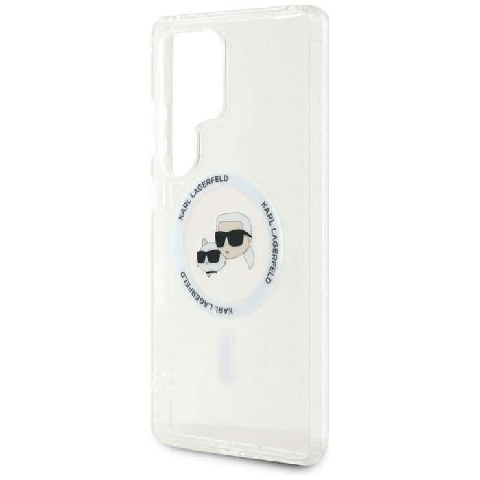 Case Karl Lagerfeld Button Karl &amp; Choupette Heads Printed Logo MagSafe Samsung Galaxy S25 Ultra white