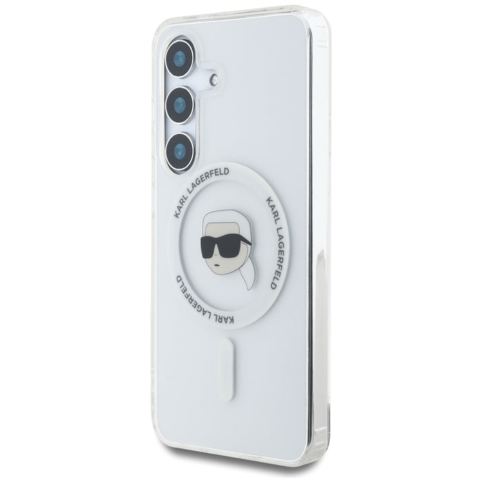Case Karl Lagerfeld Button Karl Head Printed Logo MagSafe Samsung Galaxy S25 white