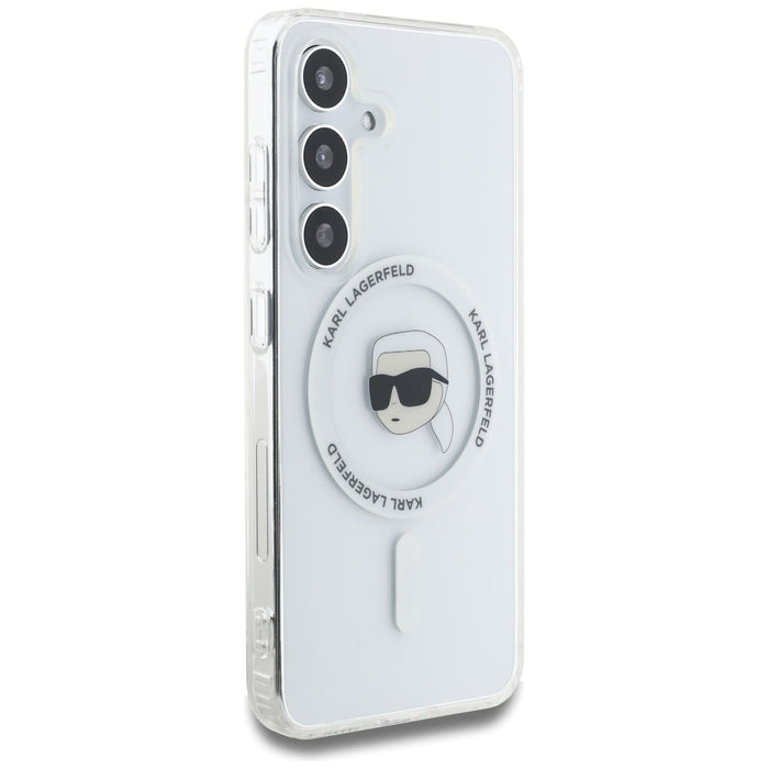 Case Karl Lagerfeld Button Karl Head Printed Logo MagSafe Samsung Galaxy S25 white