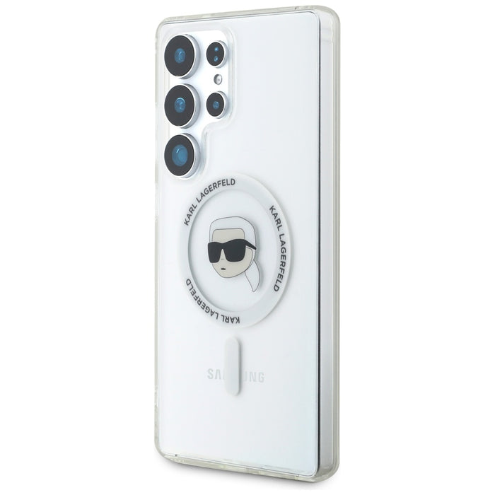 Case Karl Lagerfeld Button Karl Head Printed Logo MagSafe Samsung Galaxy S25 Ultra white