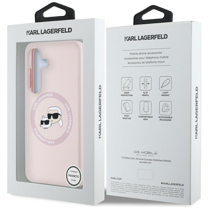 Karl Lagerfeld Silicone Double Heads And Circle MagSafe Samsung Galaxy S25 Case Pink