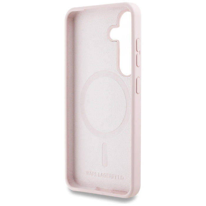 Karl Lagerfeld Silicone Double Heads And Circle MagSafe Samsung Galaxy S25 Case Pink