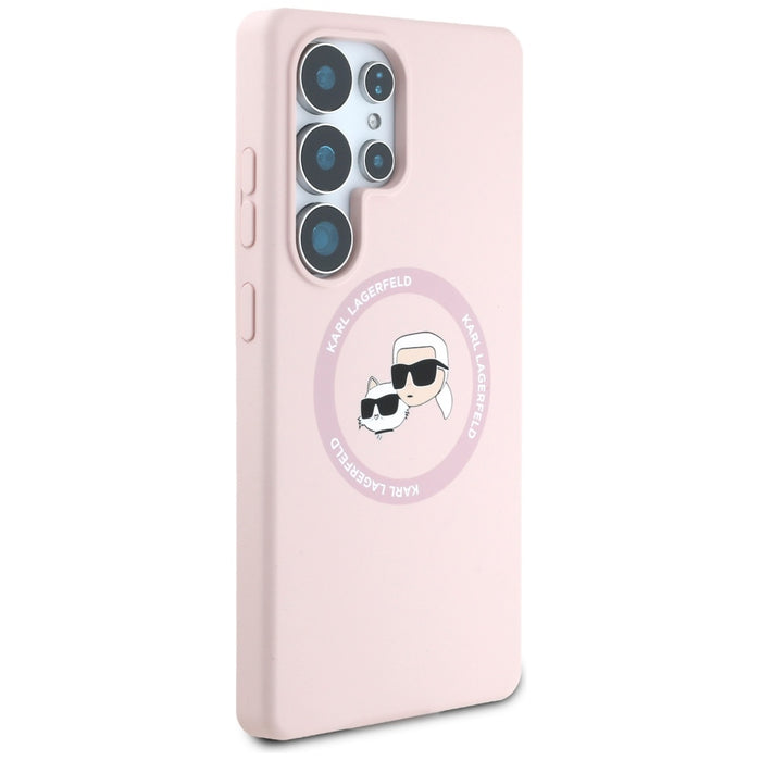Karl Lagerfeld Silicone Double Heads And Circle MagSafe Samsung Galaxy S25 Ultra Case Pink