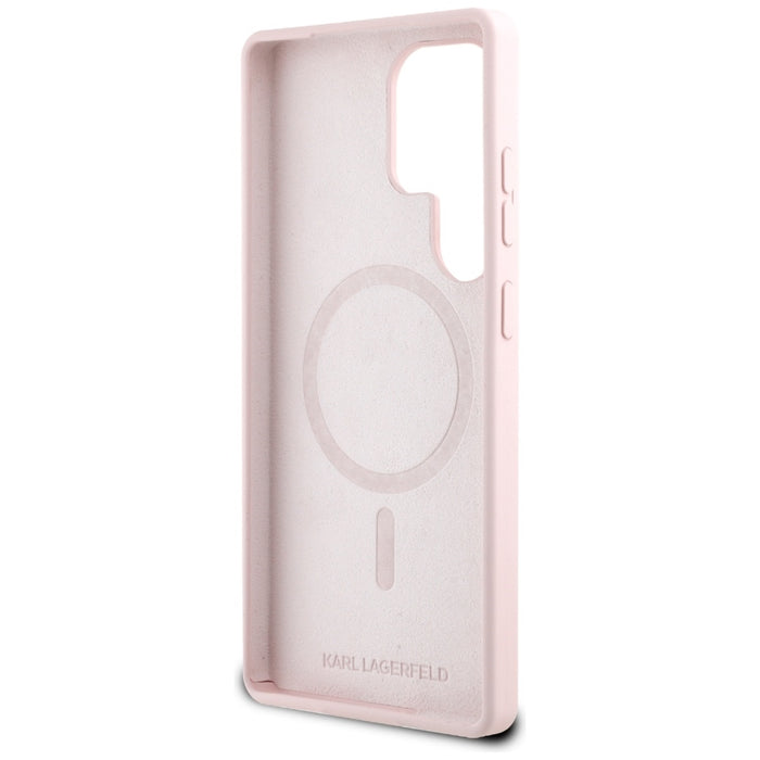 Karl Lagerfeld Silicone Double Heads And Circle MagSafe Samsung Galaxy S25 Ultra Case Pink