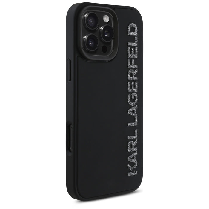 Karl Lagerfeld HC 3D Rubber Elongated Glitter iPhone 16 Pro Case - Black