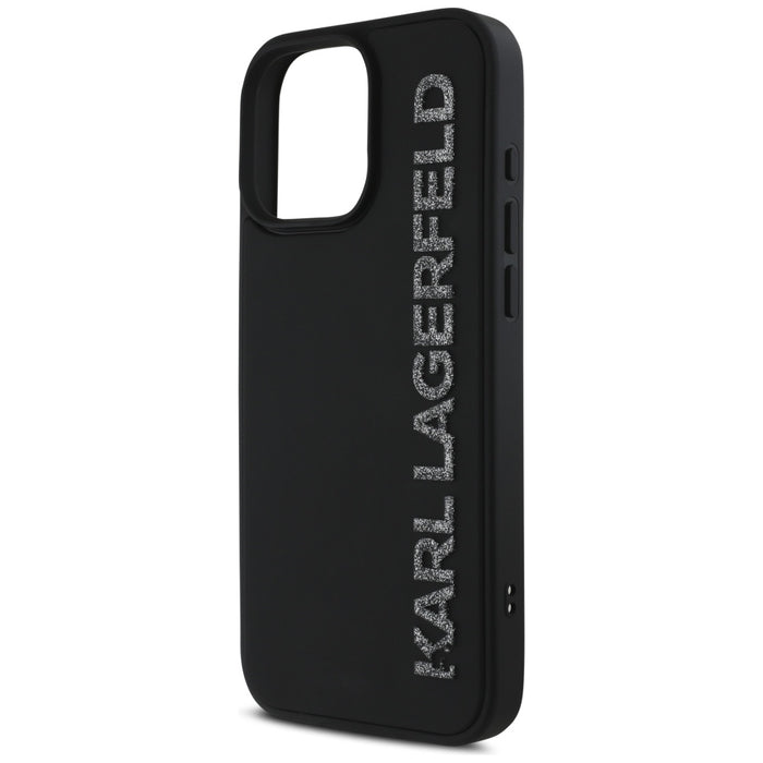Karl Lagerfeld HC 3D Rubber Elongated Glitter iPhone 16 Pro Case - Black