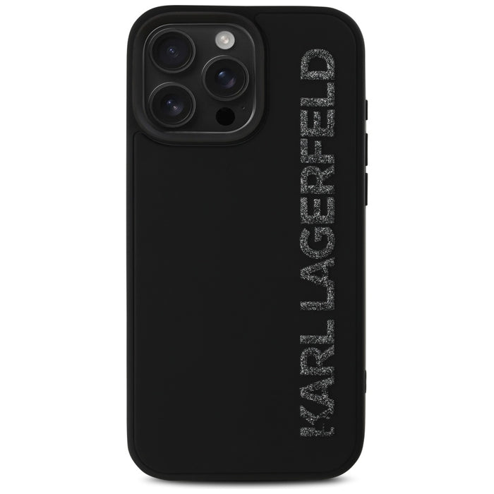 Karl Lagerfeld HC 3D Rubber Elongated Glitter iPhone 16 Pro Case - Black