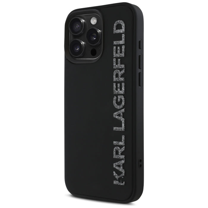 Karl Lagerfeld HC 3D Rubber Elongated Glitter iPhone 16 Pro Case - Black