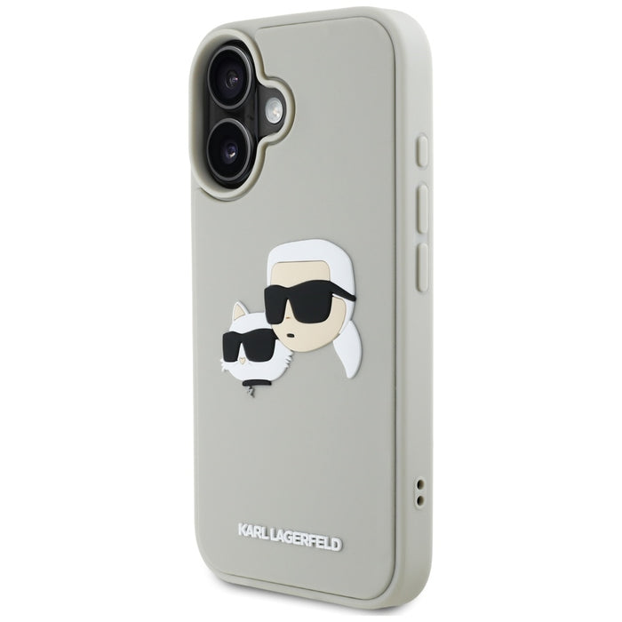 Karl Lagerfeld HC 3D Rubber Double Heads iPhone 16 Case - Beige