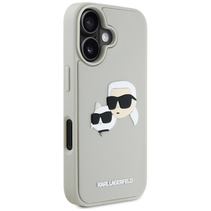Karl Lagerfeld HC 3D Rubber Double Heads iPhone 16 Case - Beige