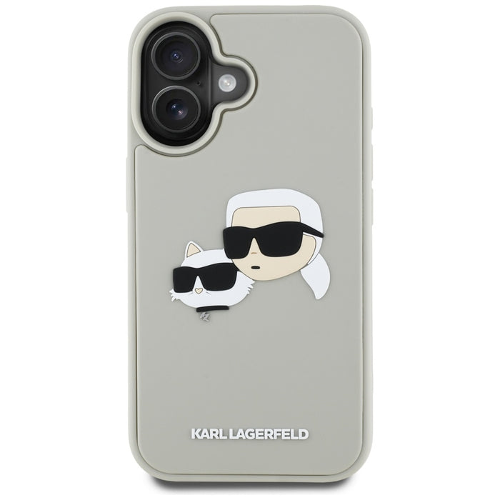 Karl Lagerfeld HC 3D Rubber Double Heads iPhone 16 Case - Beige
