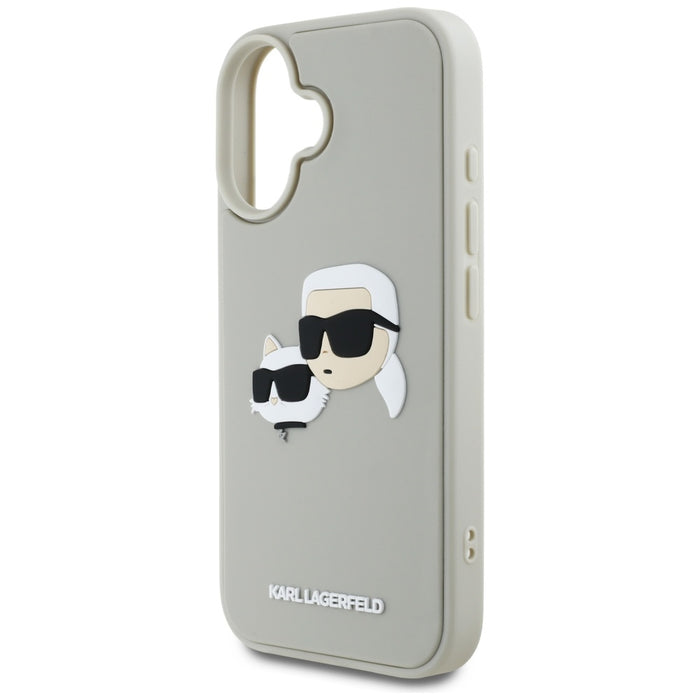 Karl Lagerfeld HC 3D Rubber Double Heads iPhone 16 Case - Beige