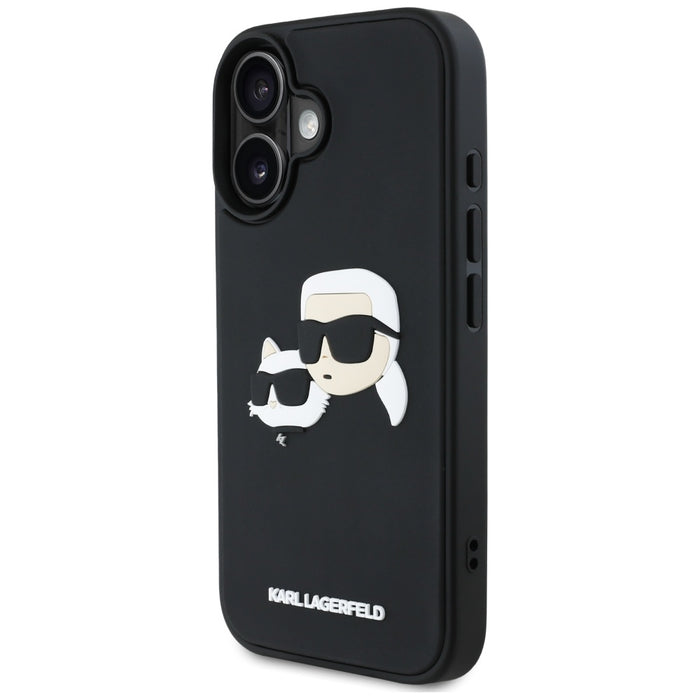 Karl Lagerfeld HC 3D Rubber Double Heads iPhone 16 Case - Black