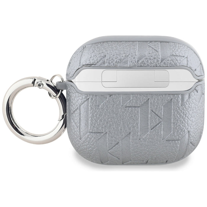 Karl Lagerfeld Monogram Karl &amp; Choupette Head case for AirPods 4 - silver