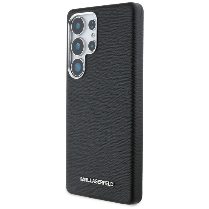 Karl Lagerfeld Saffiano Full Wrapped Elongated Metal Logo MagSafe Case for Samsung Galaxy S25 Ultra - Black