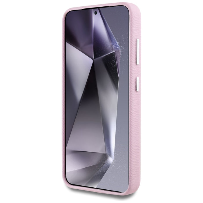 Karl Lagerfeld Saffiano Full Wrapped Elongated Metal Logo MagSafe Case for Samsung Galaxy S25+ - Pink