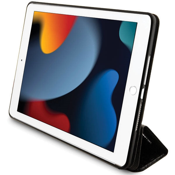 Karl Lagerfeld Saffiano Monogram Ikonik Case for iPad 10.2" 2019 (7th gen.) Folio Magnet Allover Cover - Black