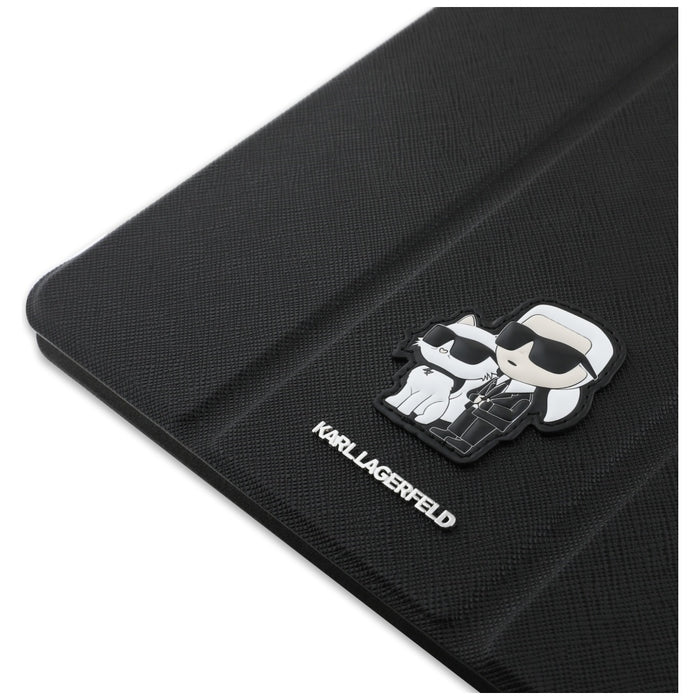 Karl Lagerfeld Saffiano Magnetic Karl &amp; Choupette iPad Air 11" 2024 Book Cover Case - Black